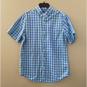🐳 Vineyard Vines Tucker Button Down Shirt Mens M Slim Fit Blue Plaid SS 🐳